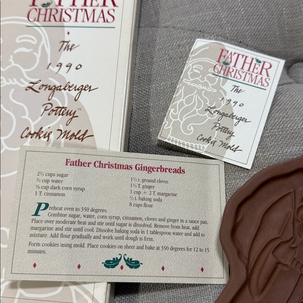 Longaberger 1990 Vintage Father Christmas Limited Addition Cookie Mold with Box - Picture 4 of 12